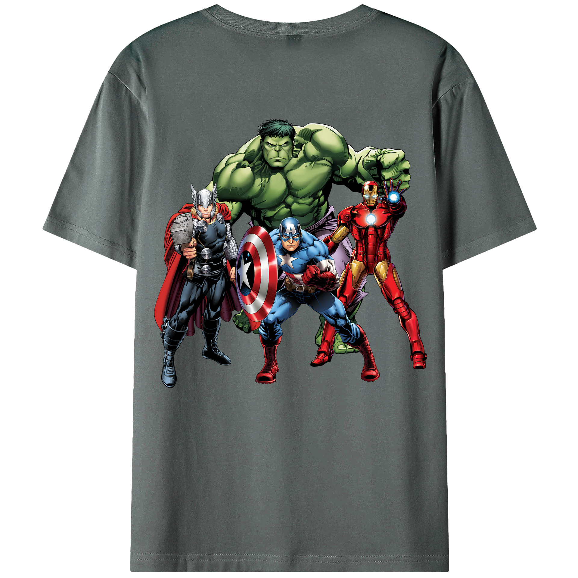 （画像用） アベンジャーズ The Avengers 綿100％ メンズ半袖Tシャツ（バックプリント） 通気性